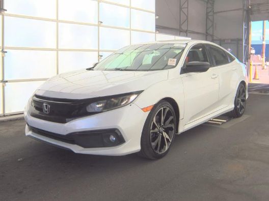 Platinum White Pearl 2019 Honda Civic Sport FWD Sedan Front-Wheel Drive Continuously Variable Transmission